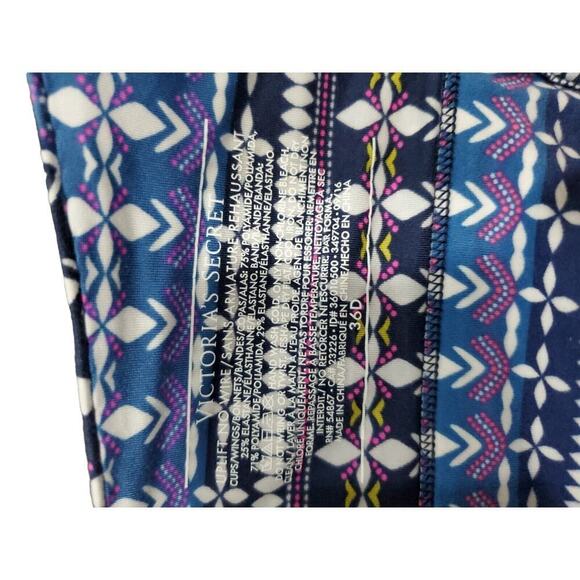 Victoria's Secret Uplift No Wire Push Up Bra Womens Size 36D Blue Geometric Wrap - Picture 6 of 6